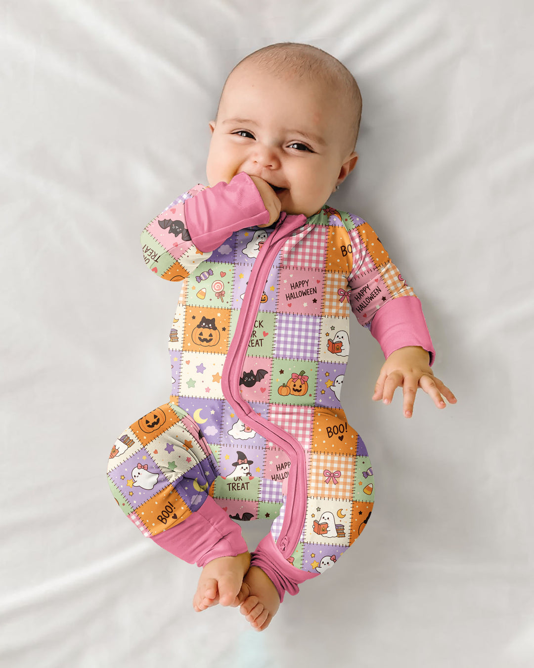 Cute Halloween Trick Or Treat Patchwork Bamboo Convertible Zippy