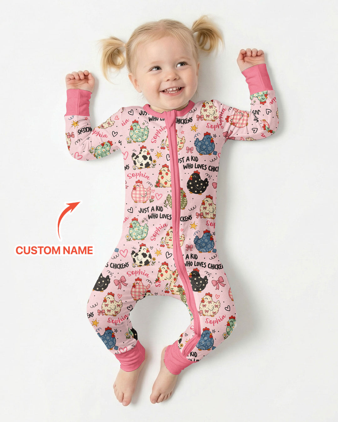 Custom Name Just A Kid Who Loves Chickens Bamboo Convertible Zippy