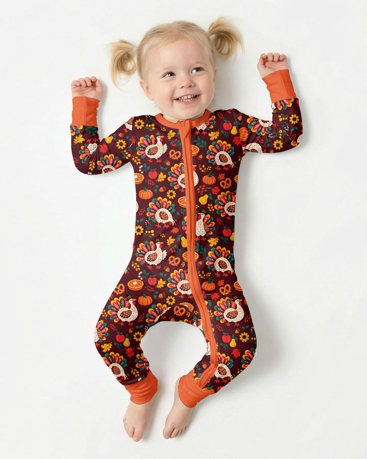 Festive Turkey Fall Harvest Bamboo Convertible Zippy