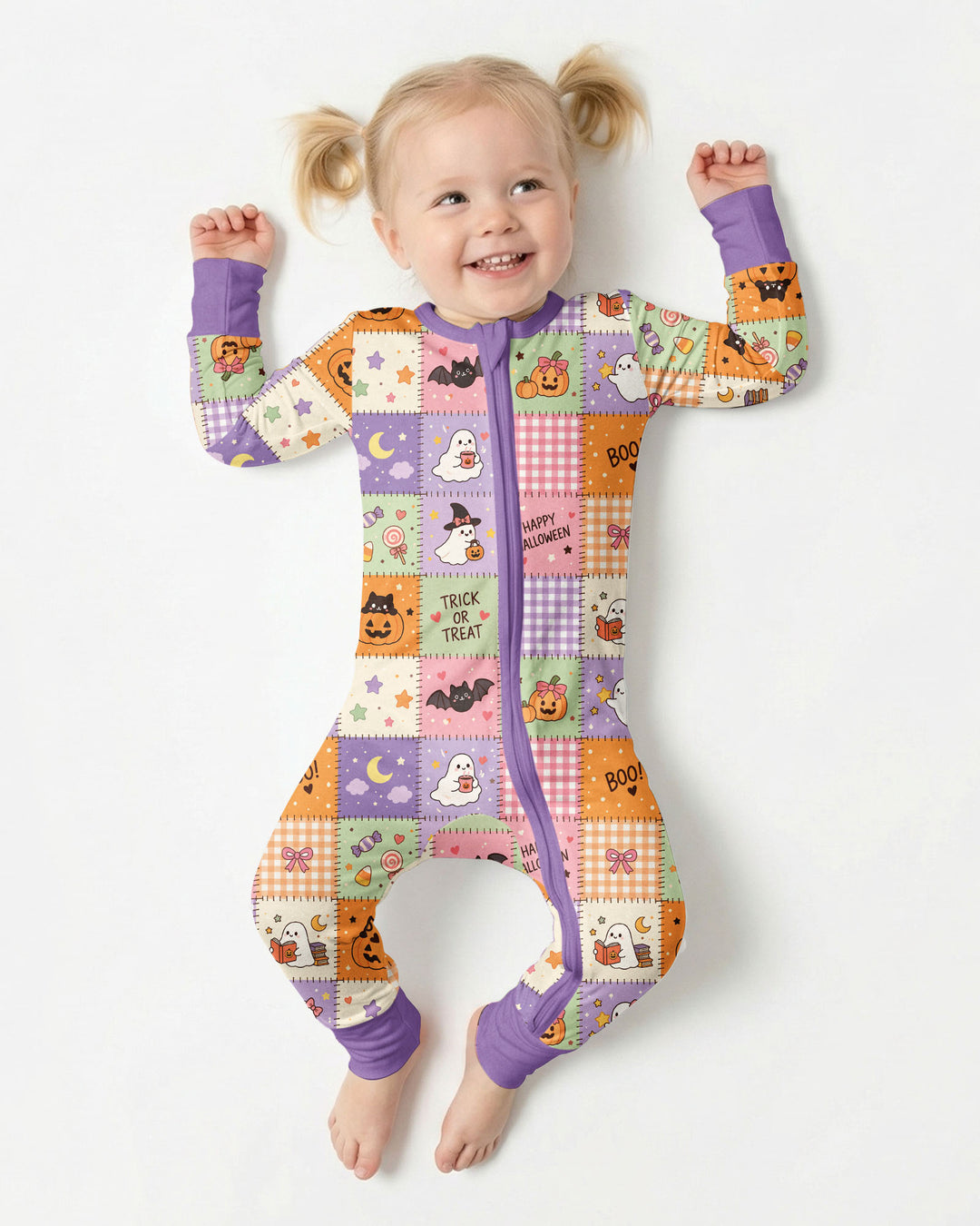 Cute Halloween Trick Or Treat Patchwork Bamboo Convertible Zippy
