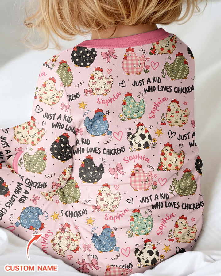 Custom Name Just A Kid Who Loves Chickens Bamboo Convertible Zippy