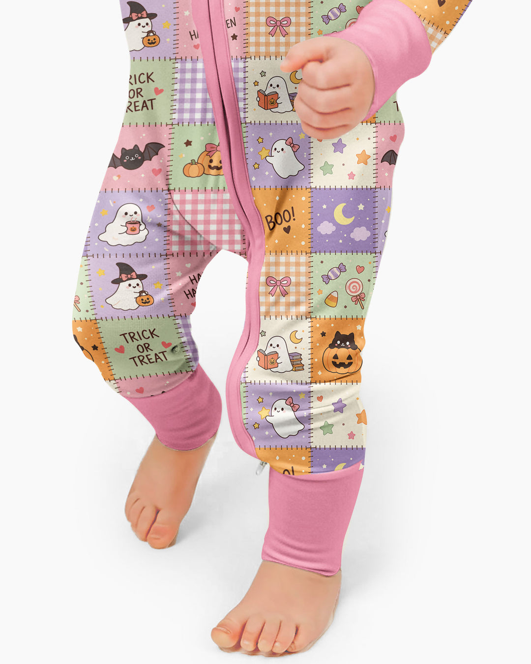 Cute Halloween Trick Or Treat Patchwork Bamboo Convertible Zippy