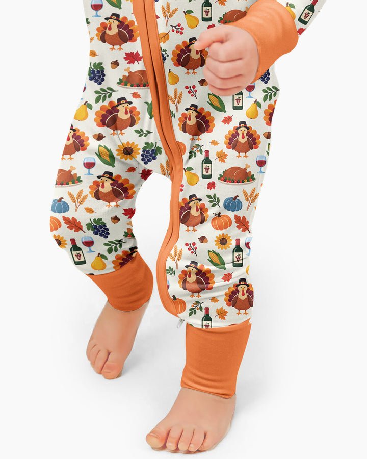 Thanksgiving Turkey Wine Harvest Bamboo Convertible Zippy