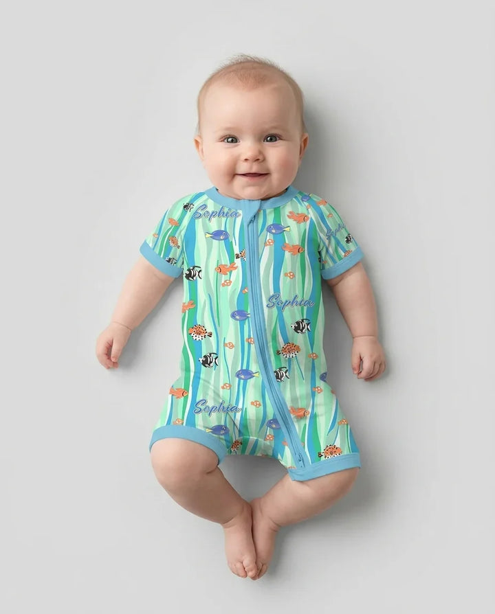 Custom Name Summer Beach Bamboo Shorty Zippy