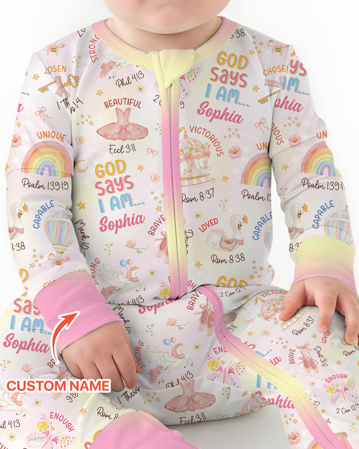 God Says I Am- Ballerina Custom Name Bamboo Convertible Zippy