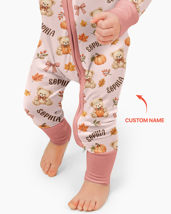 Fall Gingham Bow Teddy Bear Bamboo Convertible Zippy
