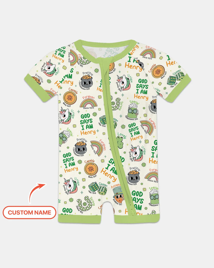 Personalized God Says I Am St. Patrick's Day Family Matching Bamboo Shorty Zippy