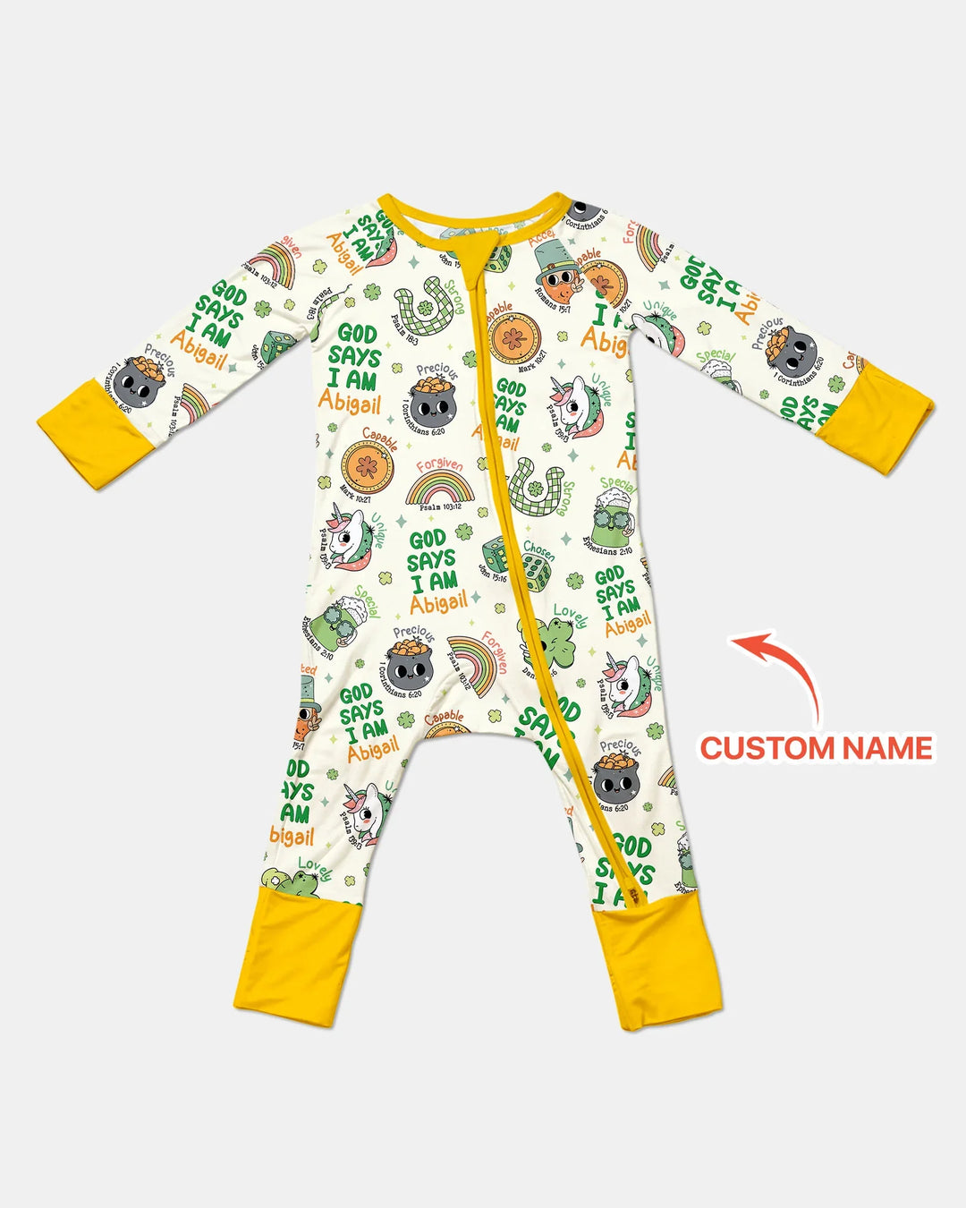 Personalized God Says I Am St. Patrick's Day Family Matching Bamboo Convertible Zippy
