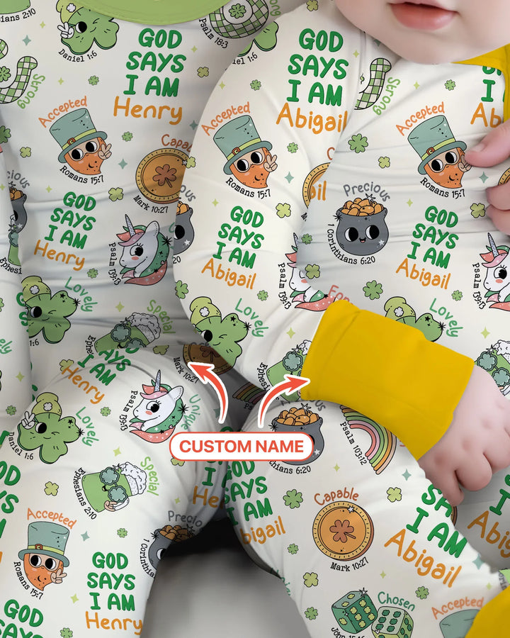 Personalized God Says I Am St. Patrick's Day Family Matching Bamboo Convertible Zippy