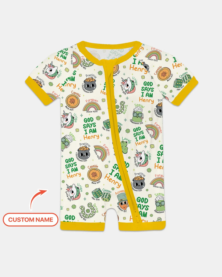 Personalized God Says I Am St. Patrick's Day Family Matching Bamboo Shorty Zippy