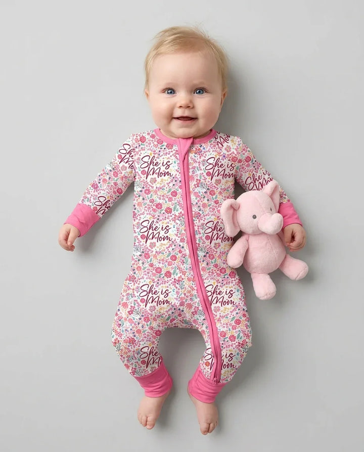 She Is Mom Floral Bamboo Convertible Zippy