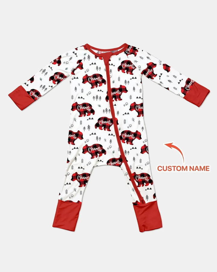 Custom Name Family Bear Matching Bamboo Convertible Zippy