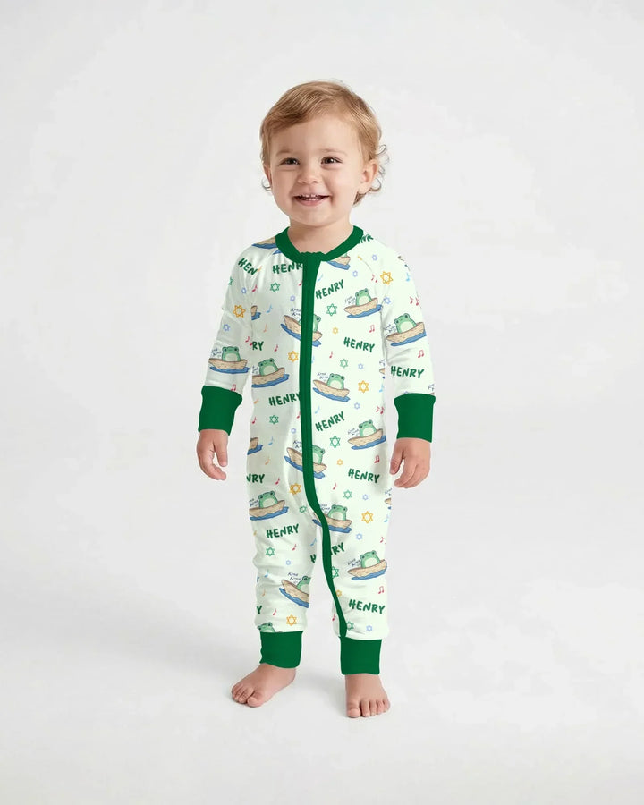 Frogs Here, Frogs There Passover Custom Name Bamboo Convertible Zippy