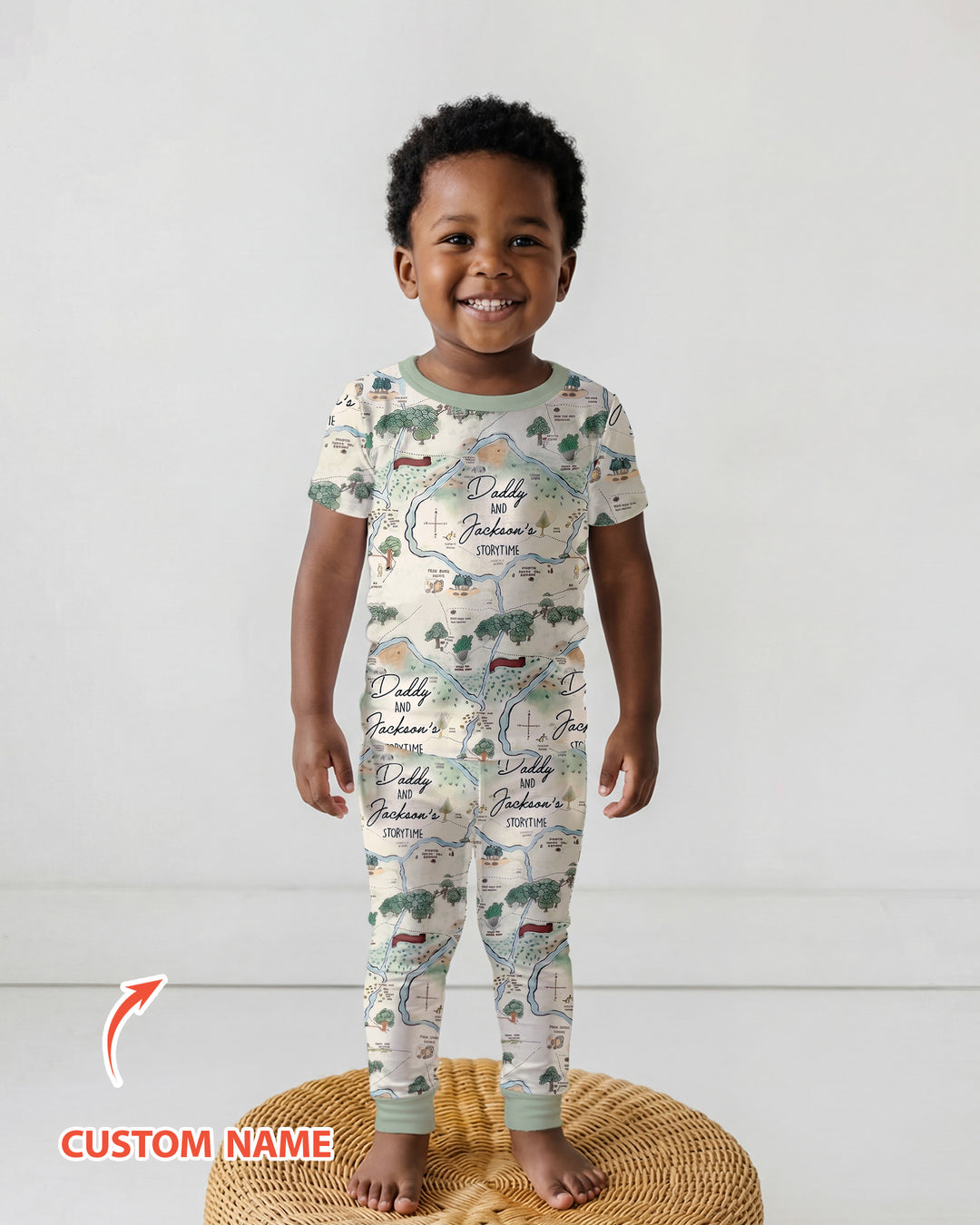 Mommy Daddy And Me Bedtime Story Family Matching Bamboo Two Piece Short Sleeve Pajama Set