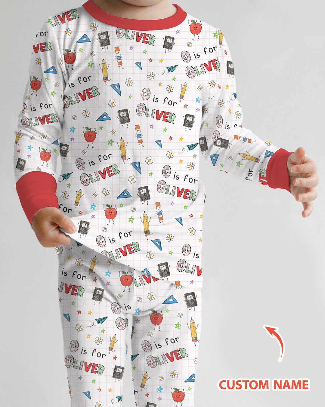 Personalized Back To School Bamboo Two Piece Long Sleeve Pajama Set