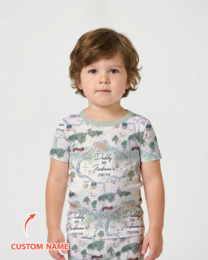 Mommy Daddy And Me Bedtime Story Family Matching Bamboo Two Piece Short Sleeve Shorts Pajama Set