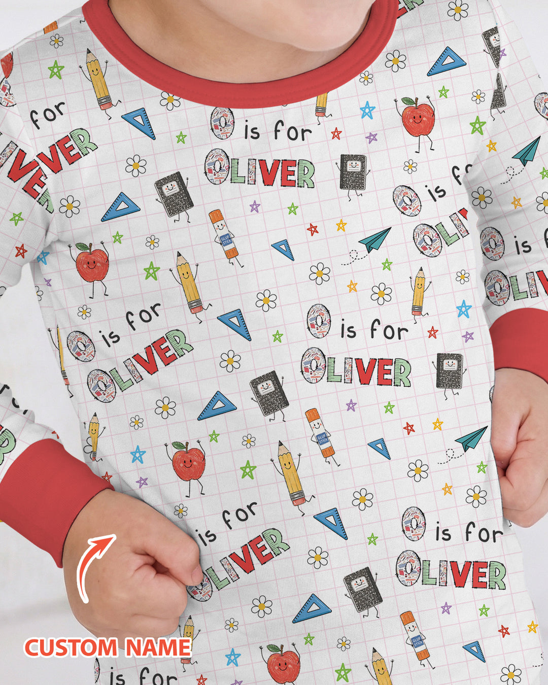 Personalized Back To School Bamboo Two Piece Long Sleeve Pajama Set