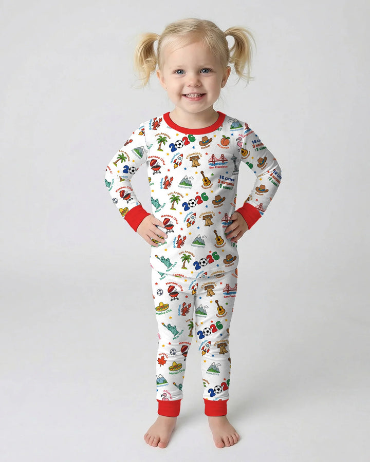 Zweiteiliges Langarm-Pyjama-Set mit Sommerfrüchten