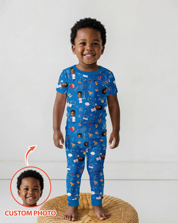 Custom Image Chemical Laboratory Bamboo Two Piece Short Sleeve Pajama Set