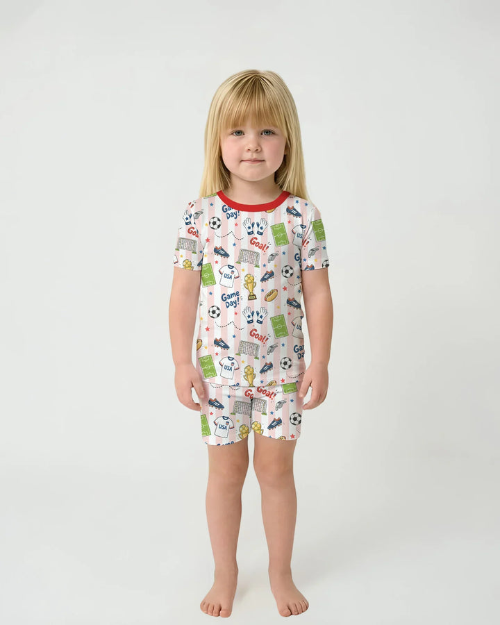 Schlafanzug-Set zweiteilig, kurze Ärmel, kurze Hose, Bambus