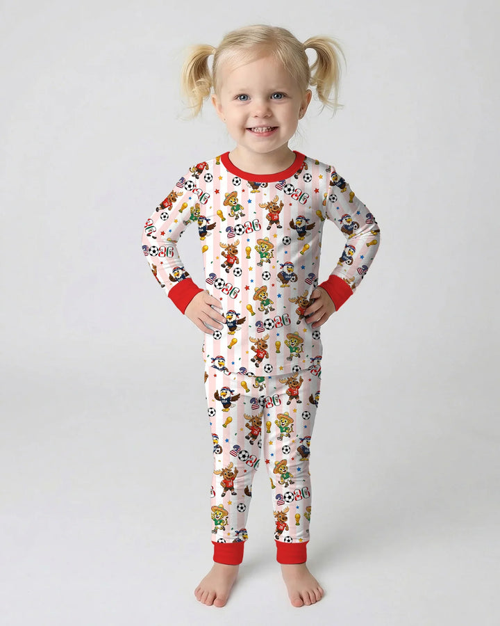 Zweiteiliges Langarm-Pyjama-Set mit Sommerfrüchten