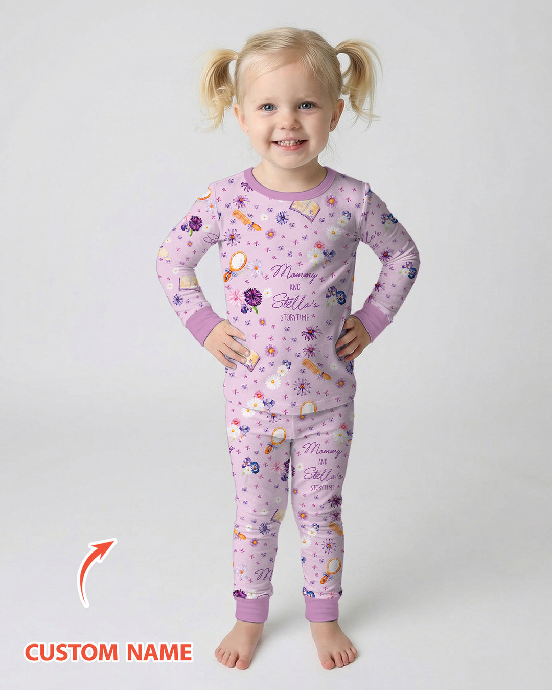 Mommy Daddy And Me Bedtime Story Family Matching Bamboo Two Piece Long Sleeve Pajama Set