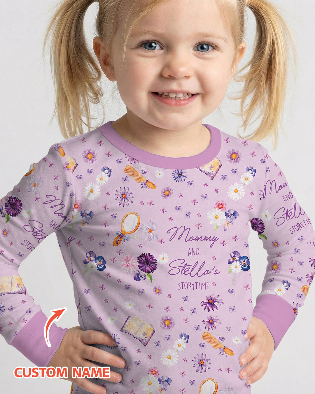 Mommy Daddy And Me Bedtime Story Family Matching Bamboo Two Piece Long Sleeve Pajama Set