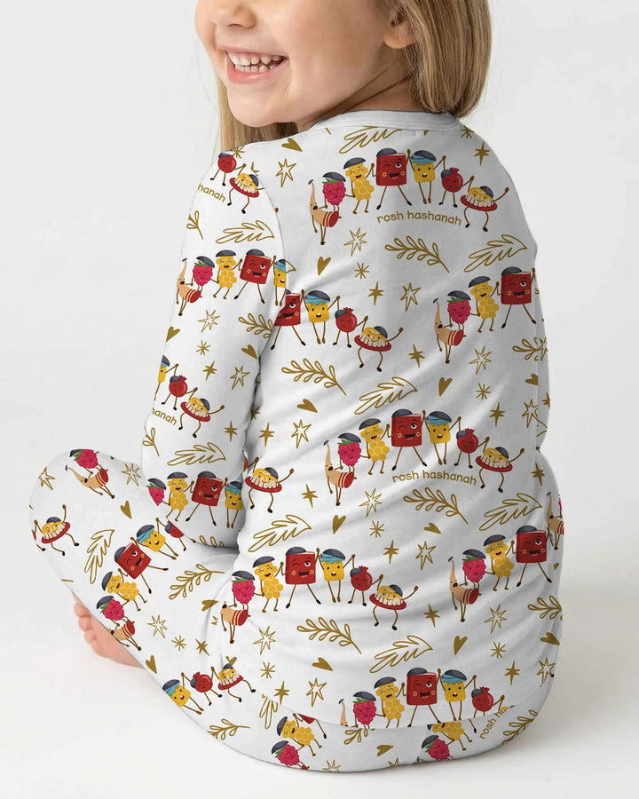Zweiteiliges Langarm-Pyjama-Set mit Sommerfrüchten