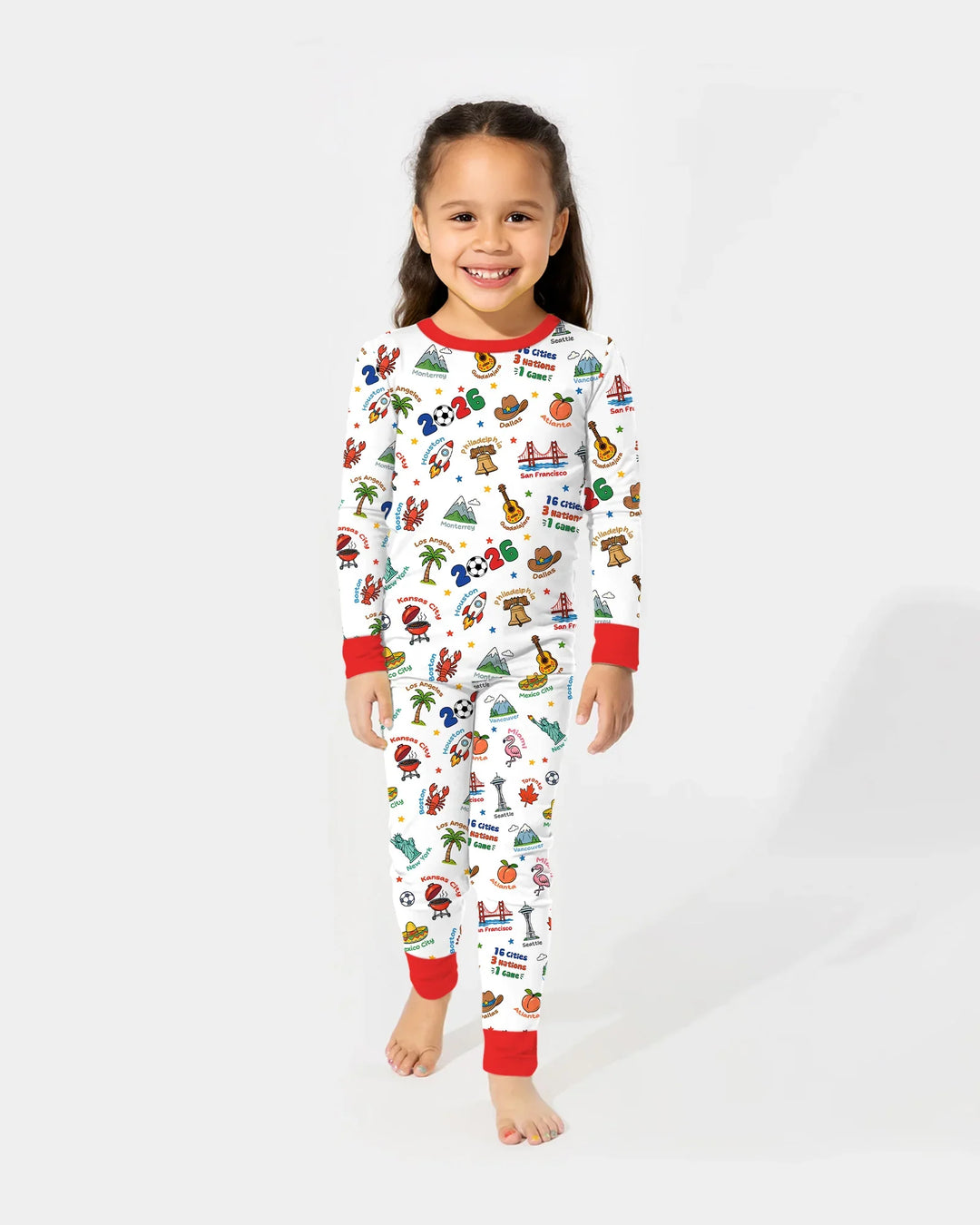 Zweiteiliges Langarm-Pyjama-Set mit Sommerfrüchten