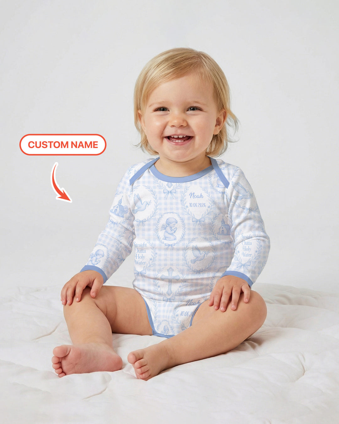 Gerippte Babykleidung mit individuellem Foto - Weich &amp; Skizzenhaft