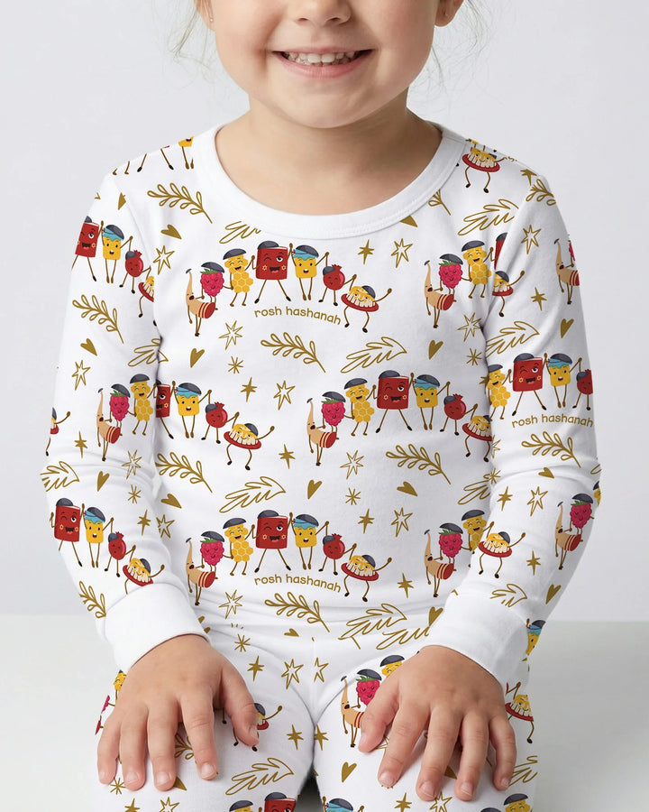 Zweiteiliges Langarm-Pyjama-Set mit Sommerfrüchten