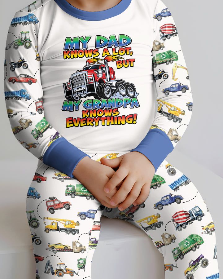 My Dad Knows A Lots But my Grandpa Knows Everything Bamboo Two Piece Long Sleeve Pajama Set
