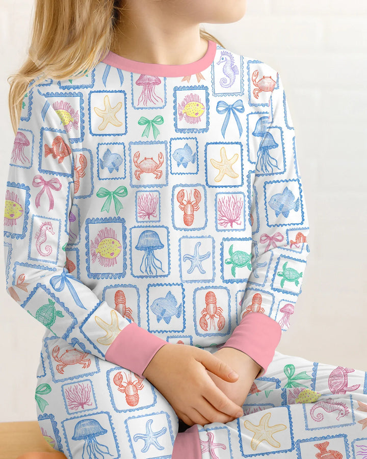 Zweiteiliges Langarm-Pyjama-Set mit Sommerfrüchten