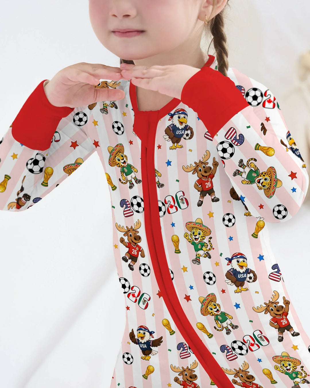 Striped Cute Mascots Soccer Cup 2026 Bamboo Convertible Zippy