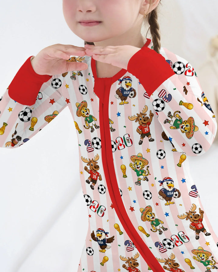 Striped Cute Mascots Soccer Cup 2026 Bamboo Convertible Zippy