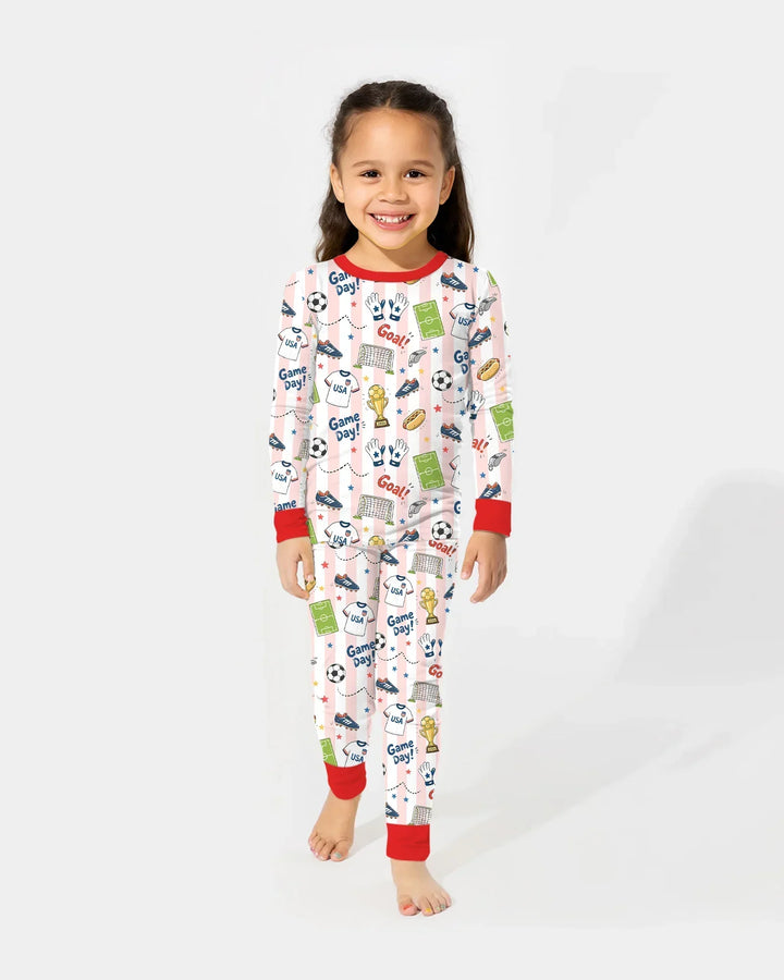 Zweiteiliges Langarm-Pyjama-Set mit Sommerfrüchten
