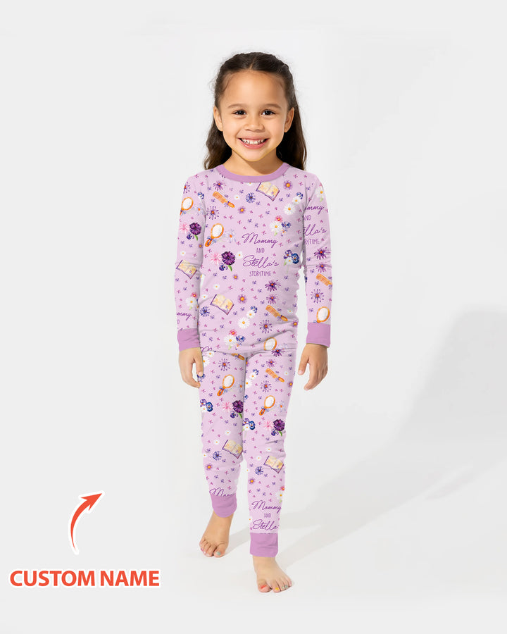 Mommy Daddy And Me Bedtime Story Family Matching Bamboo Two Piece Long Sleeve Pajama Set