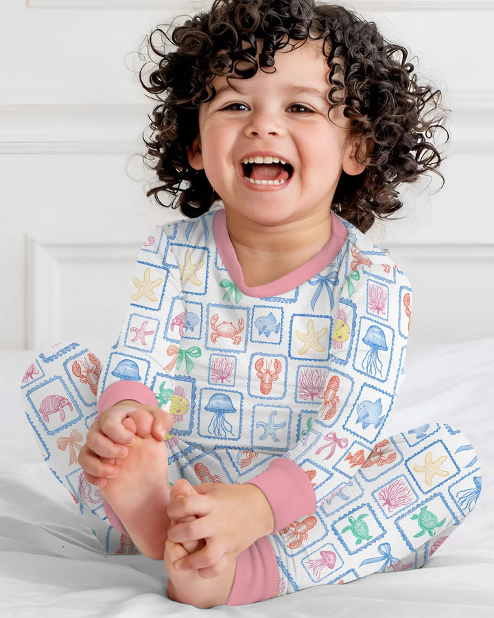 Zweiteiliges Langarm-Pyjama-Set mit Sommerfrüchten