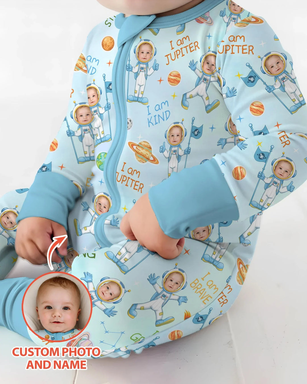 Custom Photo Kid Affirmations I Am Kind Astronaut Bamboo Convertible Zippy