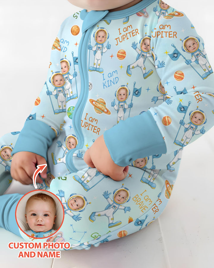 Custom Photo Kid Affirmations I Am Kind Astronaut Bamboo Convertible Zippy
