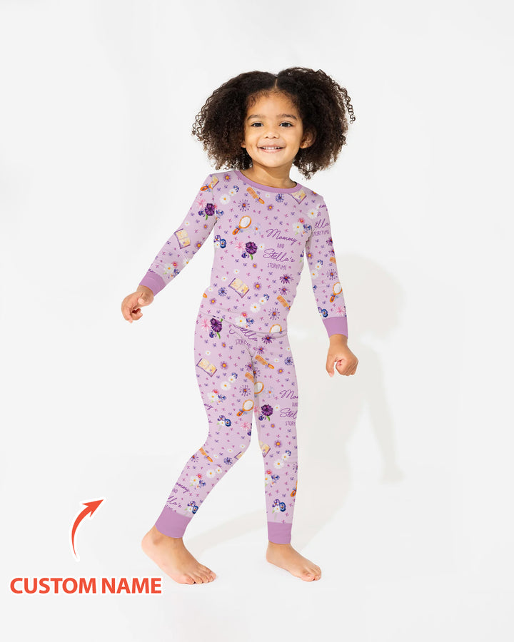 Mommy Daddy And Me Bedtime Story Family Matching Bamboo Two Piece Long Sleeve Pajama Set