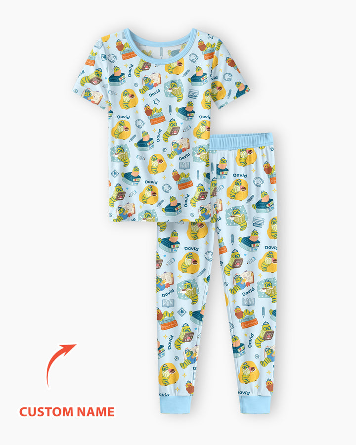 Little Book Worm Family Matching Bamboo Two Piece Short Sleeve Pajama Set
