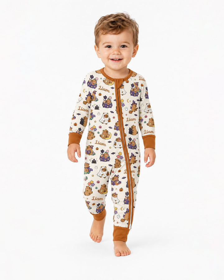 Custom Name Kawaii Halloween Capybara Bamboo Convertible Zippy