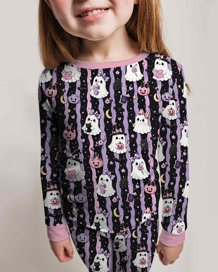 Cute Ghost Halloween Bamboo Two Piece Long Sleeve Pajama Set