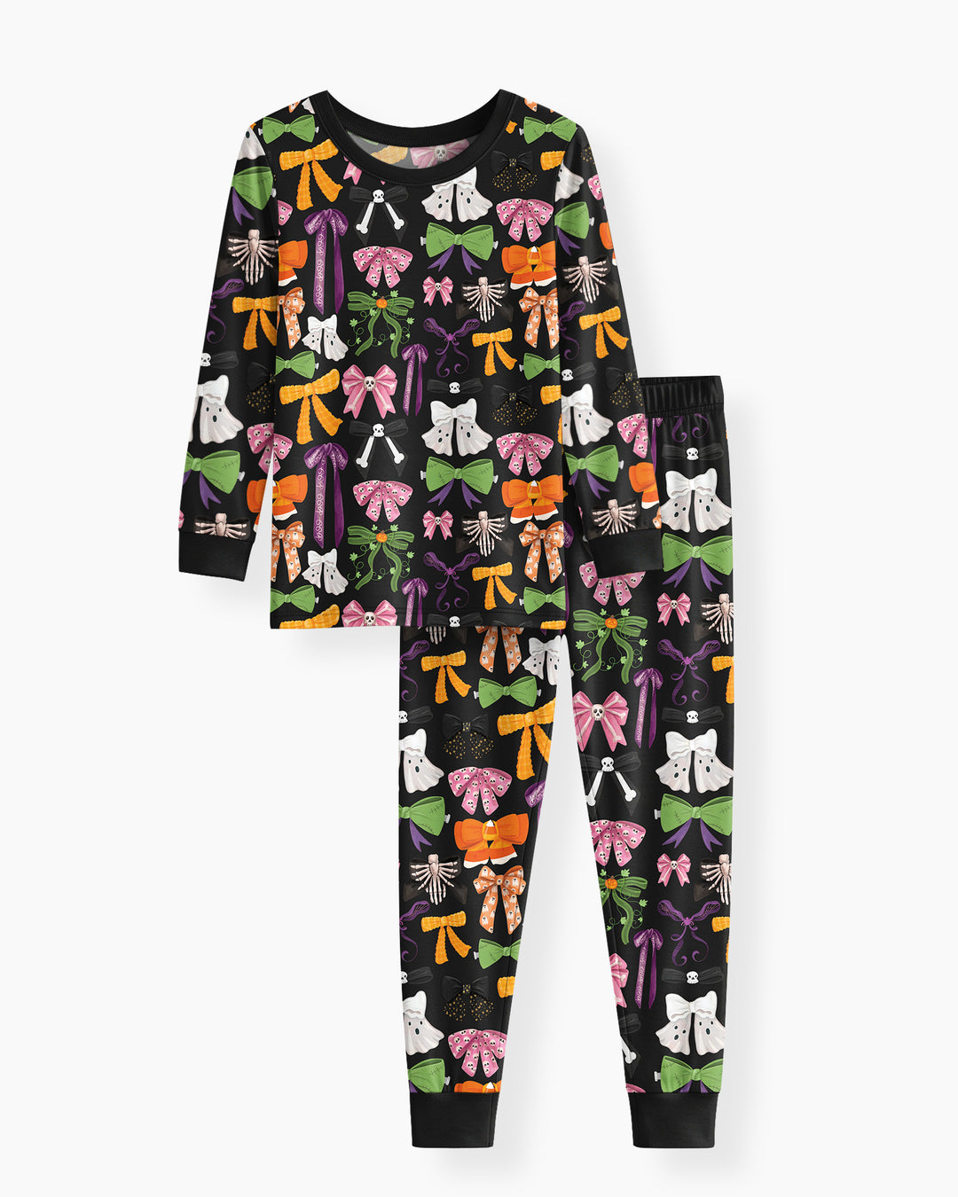 Halloween Coquette Bows Bamboo Two Piece Long Sleeve Pajama Set