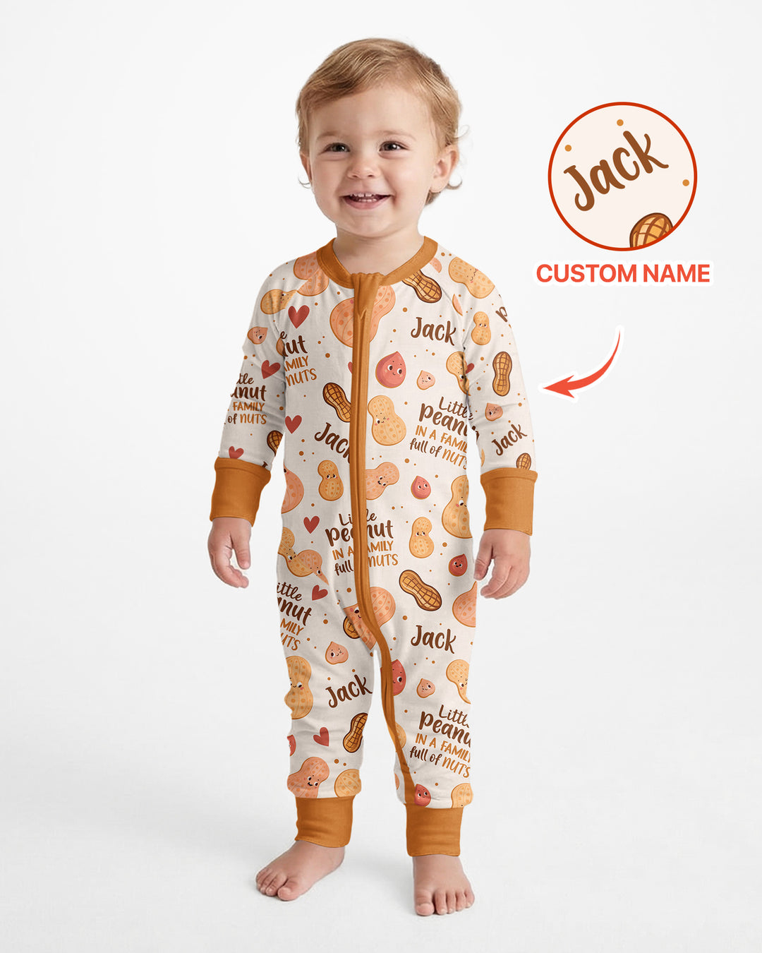 Custom Name Little Peanut In A Family Full Of Nuts Bamboo Convertible Zippy