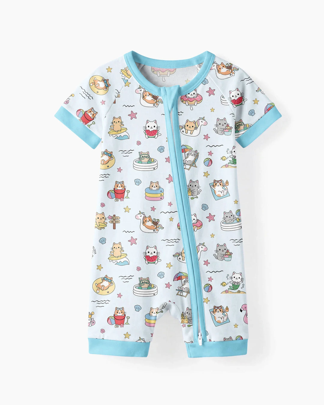 Kawaii Cats Summer Vacation Bamboo Shorty Zippy