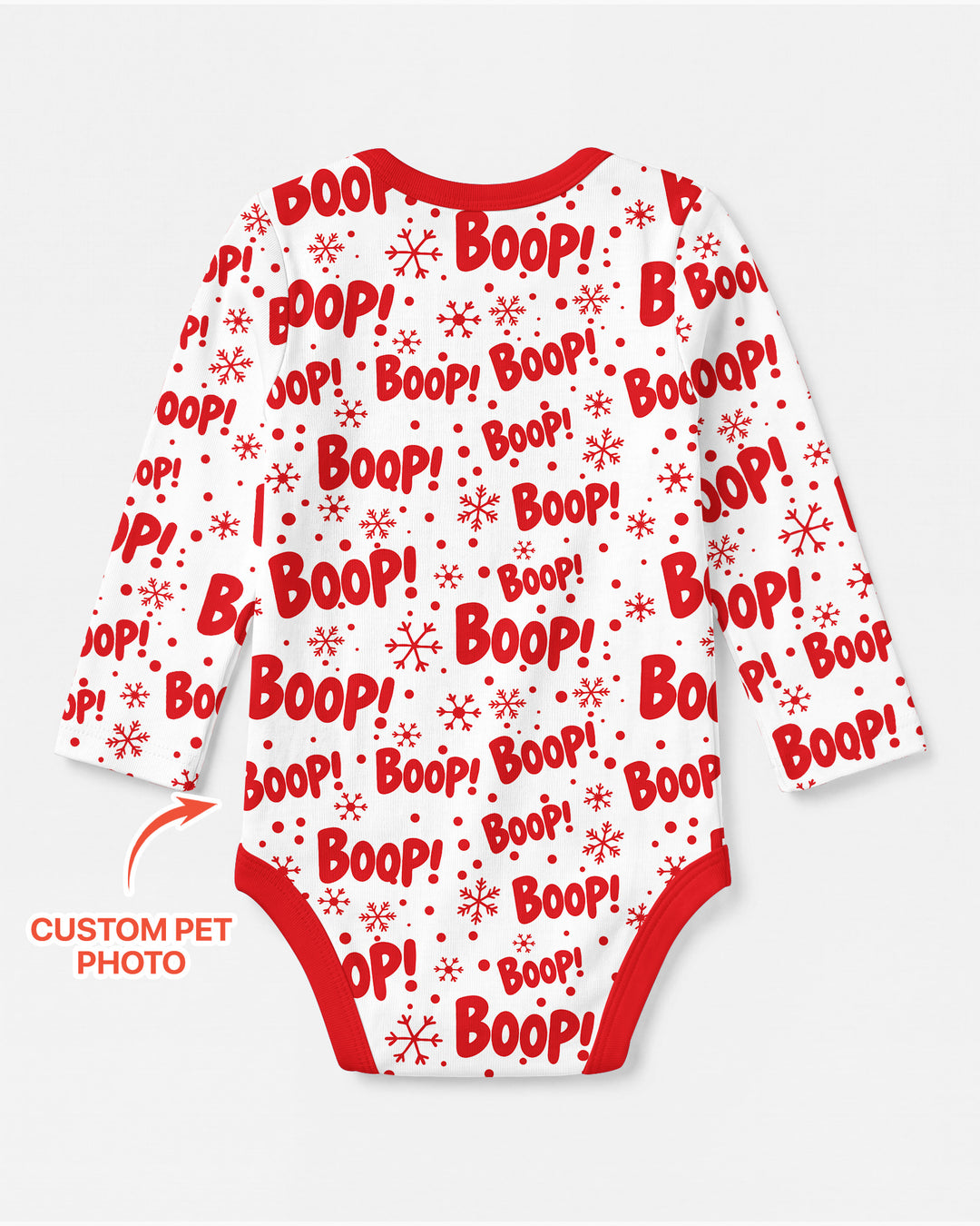 Custom Pet Photo Funny Christmas Boop Bamboo Bodysuit