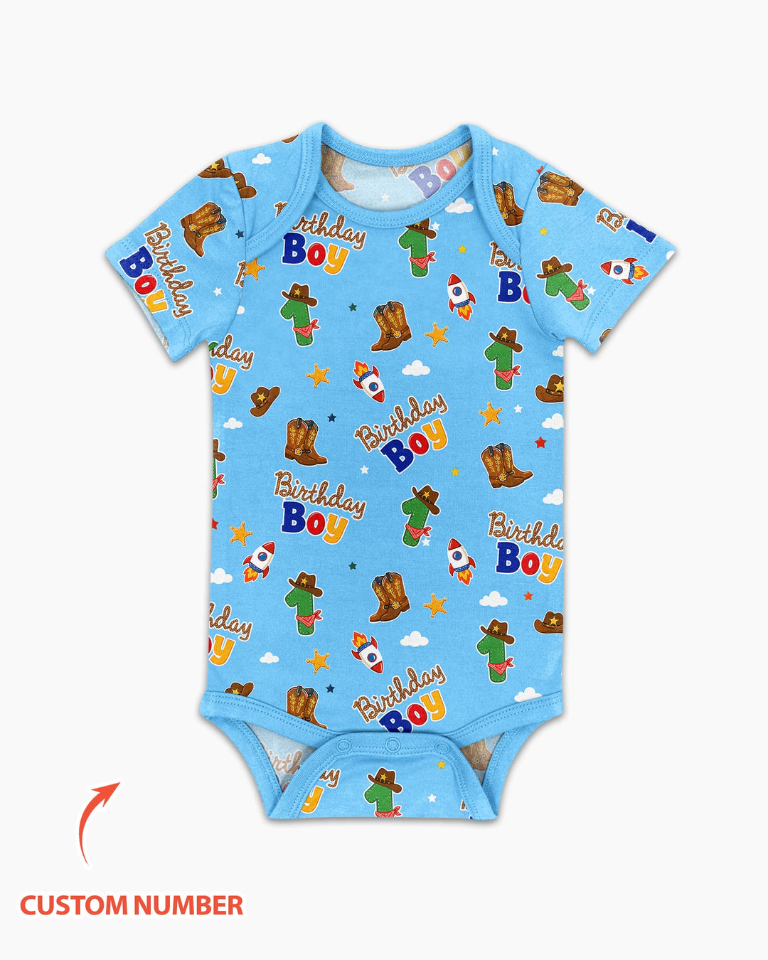 Custom Birthday Western Boy Bamboo Bodysuit
