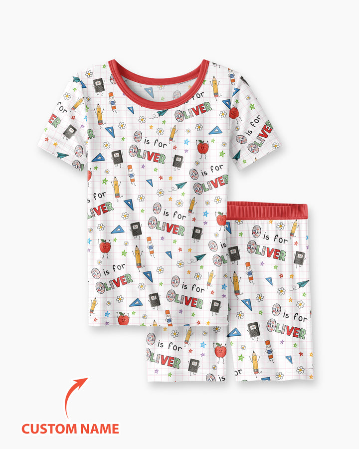 Schlafanzug-Set zweiteilig, kurze Ärmel, kurze Hose, Bambus